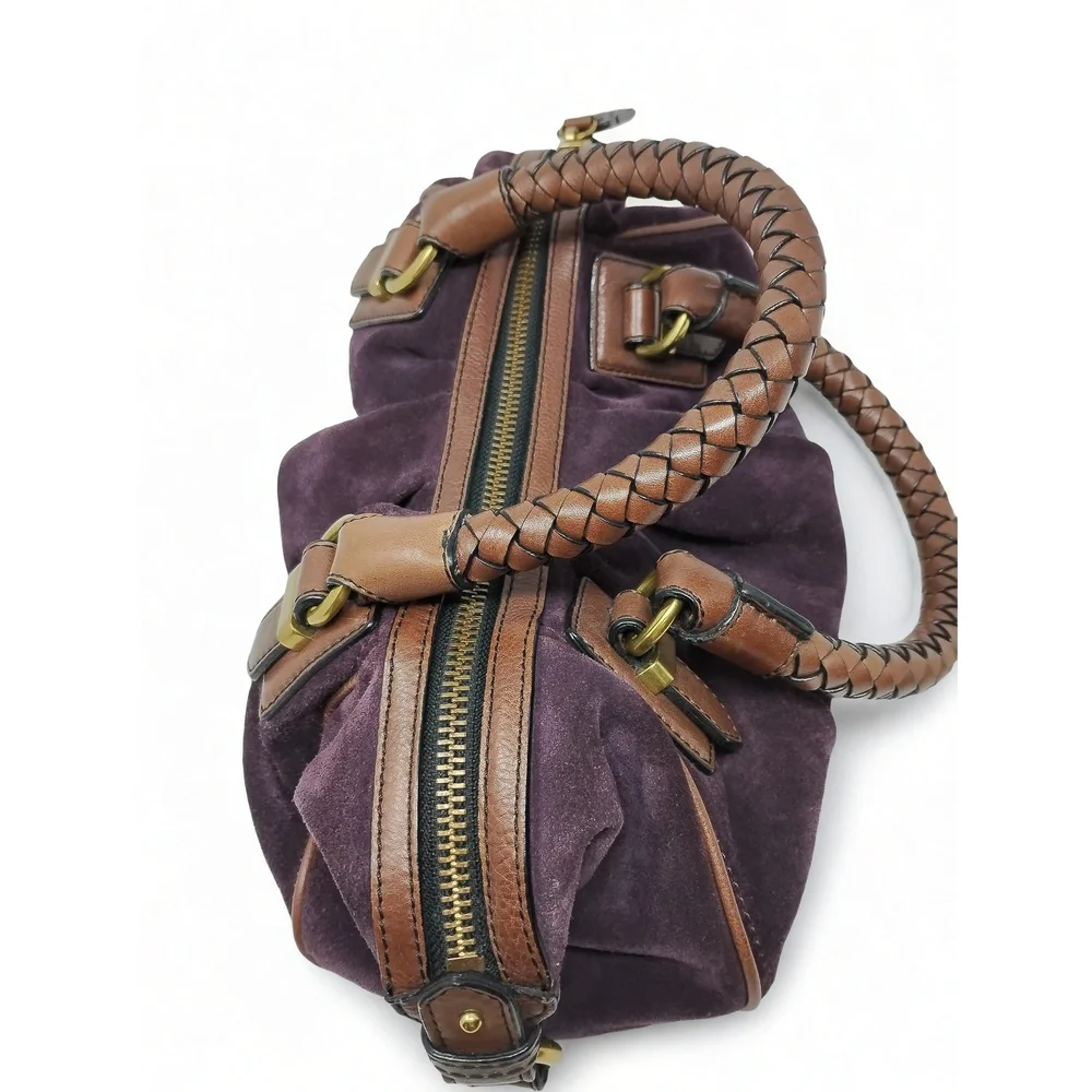 Vintage 90's Banana Republic Suede Leather Hobo Braided Handle 13